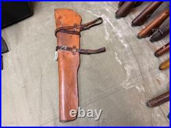Original Wwii Us Army M1 Garand Rifle Leather Carry Scabbard & Carry Straps-1942