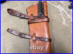 Original Wwii Us Army M1 Garand Rifle Leather Carry Scabbard & Carry Straps-1942