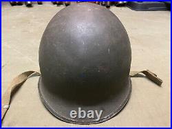 Original Wwii Us Army M1 Helmet Shell, Front Seam, Fixed Bail Original Paint