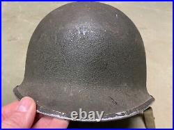 Original Wwii Us Army M1 Helmet Shell, Front Seam, Fixed Bail Original Paint