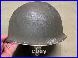 Original Wwii Us Army M1 Helmet Shell, Front Seam, Fixed Bail Original Paint