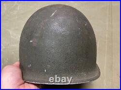 Original Wwii Us Army M1 Helmet Shell, Front Seam, Fixed Bail Original Paint