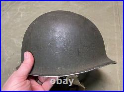 Original Wwii Us Army M1 Helmet Shell, Front Seam, Fixed Bail Original Paint