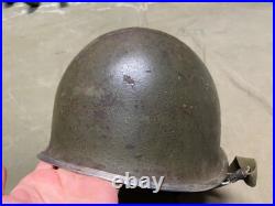 Original Wwii Us Army M1 Helmet Shell, Front Seam, Original Paint