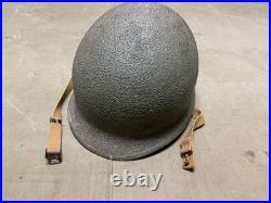 Original Wwii Us Army M1 Helmet Shell, Front Seam, Restored Fixed Bail