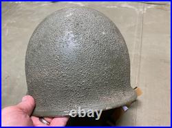 Original Wwii Us Army M1 Helmet Shell, Front Seam, Restored Fixed Bail
