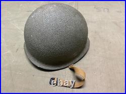 Original Wwii Us Army M1 Helmet Shell, Front Seam, Restored Fixed Bail