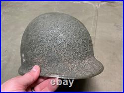Original Wwii Us Army M1 Helmet Shell, Front Seam, Restored Fixed Bail