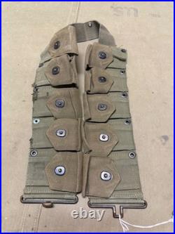 Original Wwii Us Army M1910 M1903 M1 Garand Rifle 10 Pocket Ammo Belt-od#7