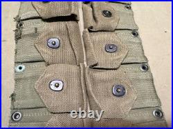 Original Wwii Us Army M1910 M1903 M1 Garand Rifle 10 Pocket Ammo Belt-od#7