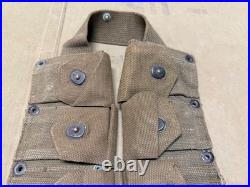 Original Wwii Us Army M1910 M1903 M1 Garand Rifle 10 Pocket Ammo Belt-od#7