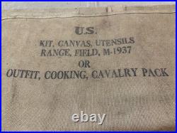 Original Wwii Us Army M1937 Cavalry Range Field Cooking Utensils Roll-jqmd 1944