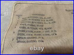 Original Wwii Us Army M1937 Cavalry Range Field Cooking Utensils Roll-jqmd 1944