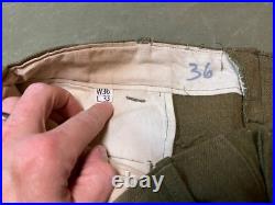 Original Wwii Us Army M1938 Wool Combat Field Trousers- Large 36 Waist