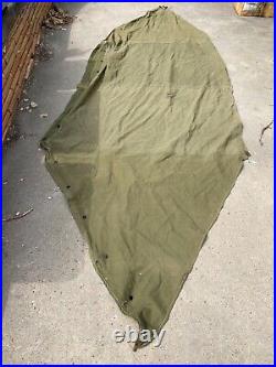 Original Wwii Us Army M1942 Tent Shelter Half-od#7, Dated 1944