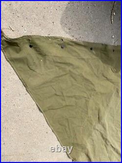 Original Wwii Us Army M1942 Tent Shelter Half-od#7, Dated 1944