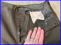 Original Wwii Us Army Officer Class A Chocolates Trousers- Medium 33 Waist