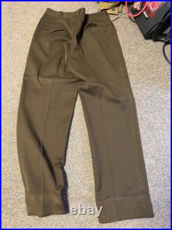 Original Wwii Us Army Officer Class A Chocolates Trousers- Medium Long 34w 35l