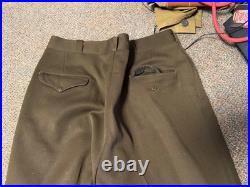 Original Wwii Us Army Officer Class A Chocolates Trousers- Medium Long 34w 35l