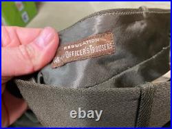 Original Wwii Us Army Officer Class A Chocolates Trousers- Small 32 Waist