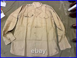 Original Wwii Us Army Officer Khaki Field Shirt- Large/xlarge 46r