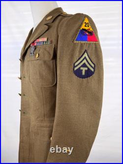 Original Wwii Us Army Service Coat 13th & 20th Armored Division Patches 1942