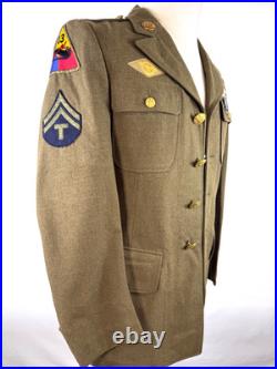 Original Wwii Us Army Service Coat 13th & 20th Armored Division Patches 1942