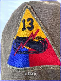 Original Wwii Us Army Service Coat 13th & 20th Armored Division Patches 1942