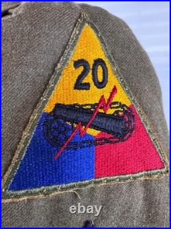 Original Wwii Us Army Service Coat 13th & 20th Armored Division Patches 1942