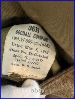 Original Wwii Us Army Service Coat 13th & 20th Armored Division Patches 1942