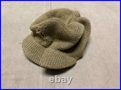 Original Wwii Us Army Winter Wool Knit Jeep Cap-medium