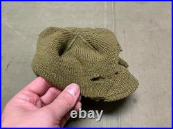 Original Wwii Us Army Winter Wool Knit Jeep Cap-medium