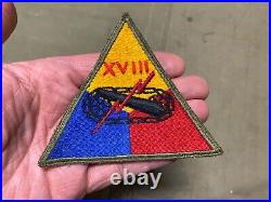 Original Wwii Us Army XVIII Armored Tank Corps Jacket Sleeve Insignia Patch