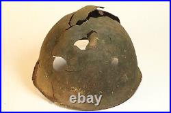 Original Wwii Ww2 Russian Red Army Rkka Battle Damaged Helmet