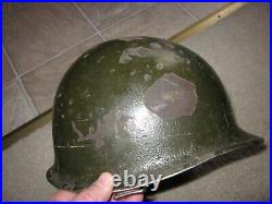 Original vintage WWII US Army front seam steel helmet with liner