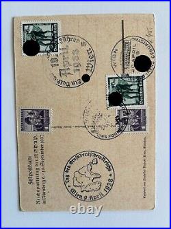 RARE Original Germany Pre WWII War stamped Patriotic Postcard September 1937