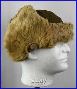 RARE! Original WWII Japanese Imperial Army Winter Rabbit Fur Hat with Face Shield