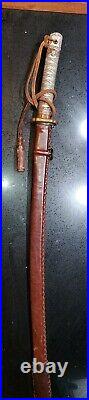 RARE PROTOTYPE WWII Japanese Army officer's samurai sword NCO LEATHER SCABBAR