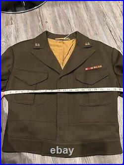 RARE US WW2 WWII Officer Brown Cut Down Ike Jacket AAC Army Air Corps