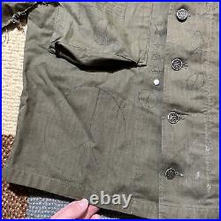 READ WW2 US Army Herringbone Twill Utility Shirt & Pants 40s 13 Star POOR COND