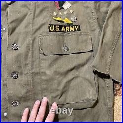 READ WW2 US Army Herringbone Twill Utility Shirt & Pants 40s 13 Star POOR COND