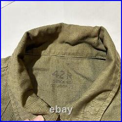 READ WW2 US Army Herringbone Twill Utility Shirt & Pants 40s 13 Star POOR COND