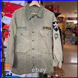 Rare 1940s Vintage WWII HBT Jacket 13 Star US Army Military Shirt 2nd Infantry
