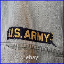 Rare 1940s Vintage WWII HBT Jacket 13 Star US Army Military Shirt 2nd Infantry