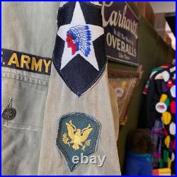 Rare 1940s Vintage WWII HBT Jacket 13 Star US Army Military Shirt 2nd Infantry