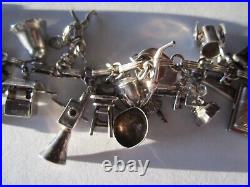 Rare Antique Ww2 United States Army Sweetheart Sterling Silver 30 Charm Bracelet