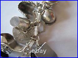 Rare Antique Ww2 United States Army Sweetheart Sterling Silver 30 Charm Bracelet
