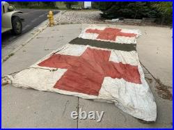 Rare Original Wwii Us Army Medical Red Cross Large Tent Fly-dated 1945