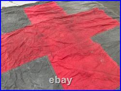 Rare Original Wwii Us Army Medical Red Cross Large Tent Fly-dated 1945
