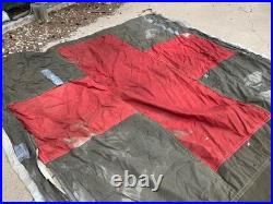 Rare Original Wwii Us Army Medical Red Cross Large Tent Fly-dated 1945